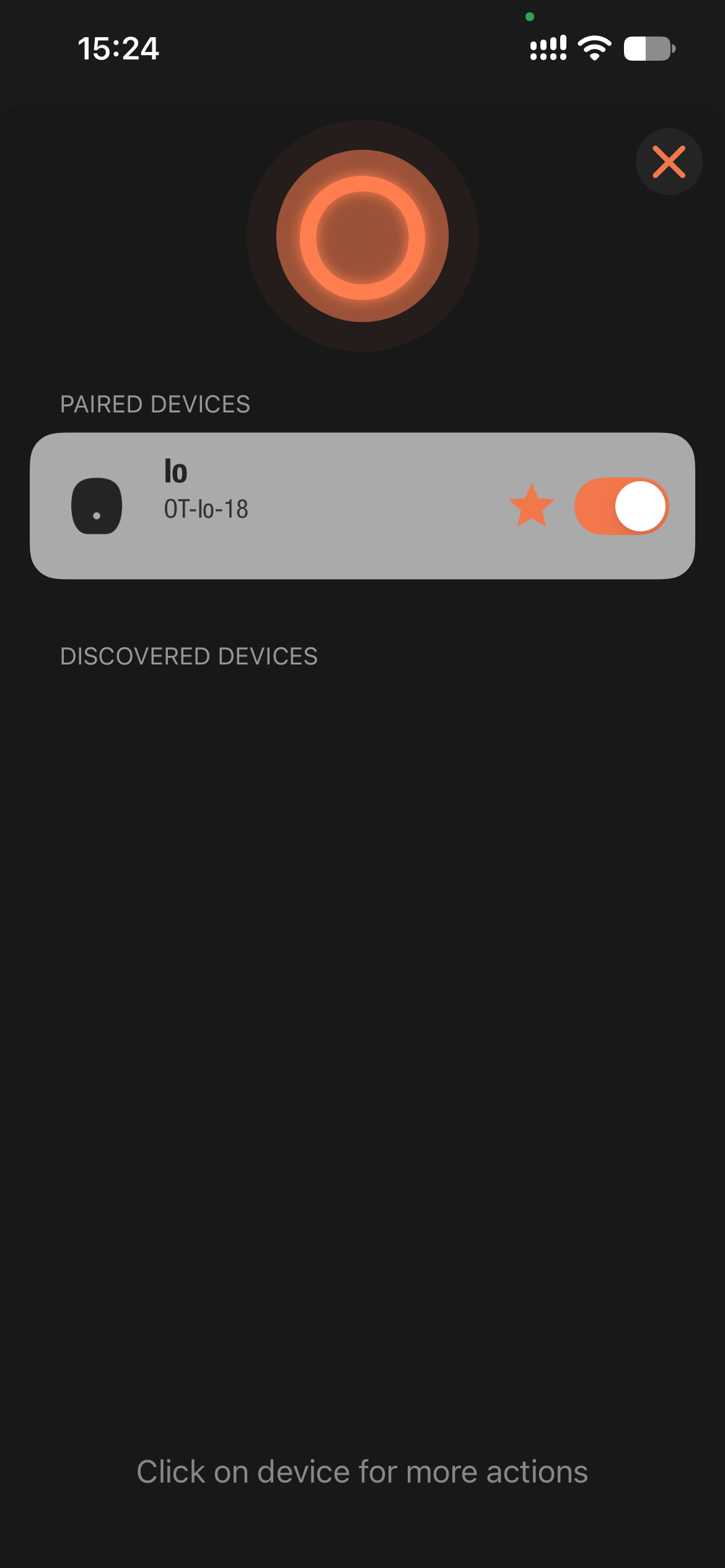Io listed under Paired devices