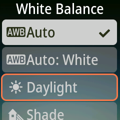 White Balance list
